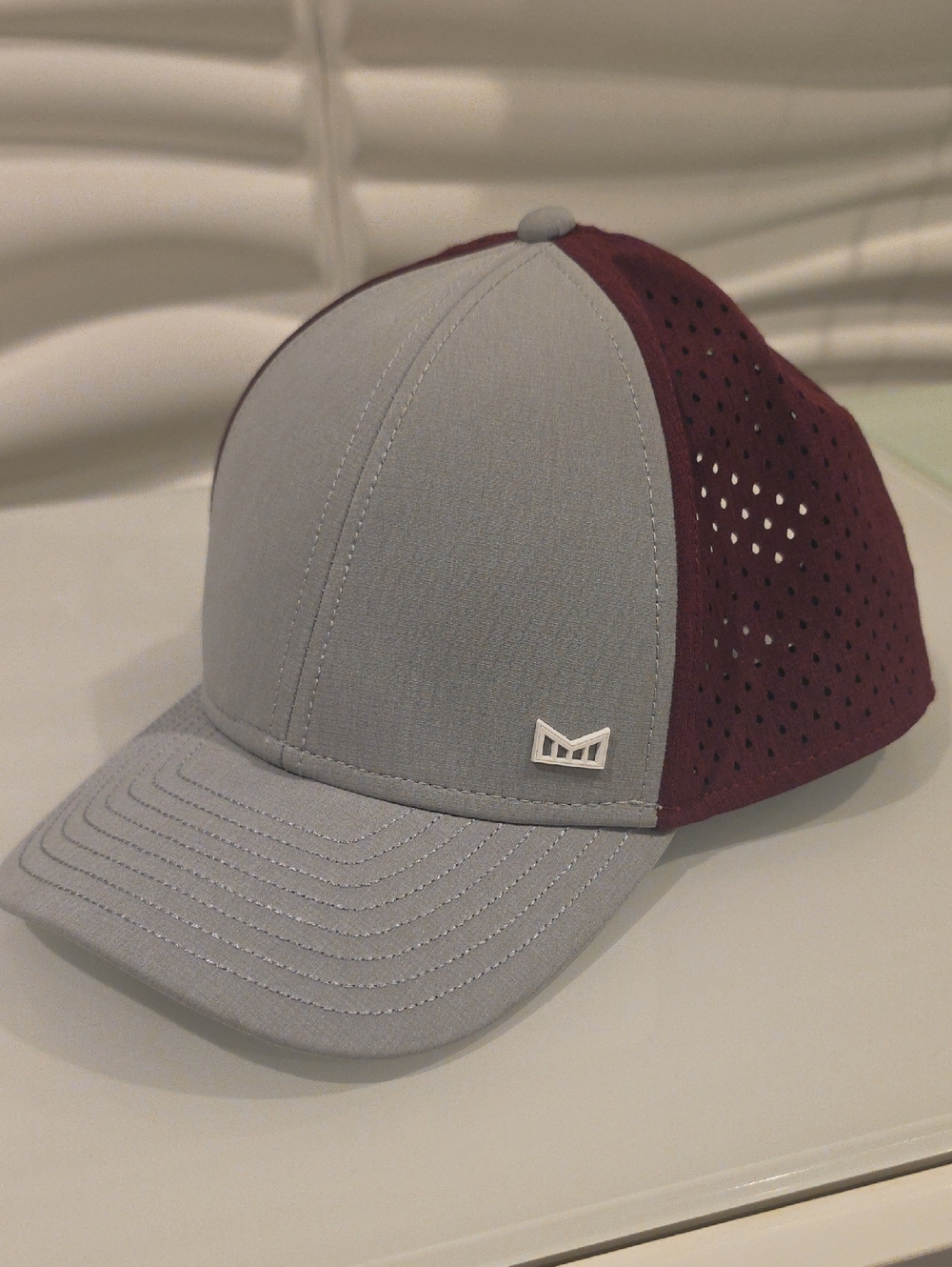 Two-Tone Gray & Maroon Performance Baseball Cap